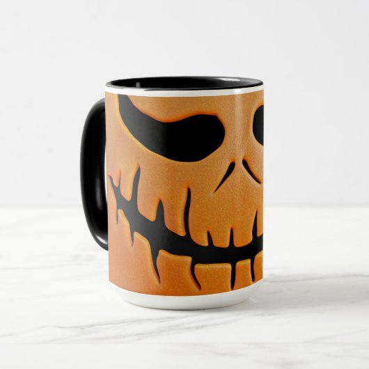 "Jack-o'-Lantern Delight: Halloween Pumpkin Mug" Mok (Voorkant links)
