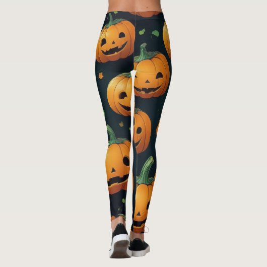 Jack-O-Lantern Delight - Pompoen Patroon Leggings (Achterkant)