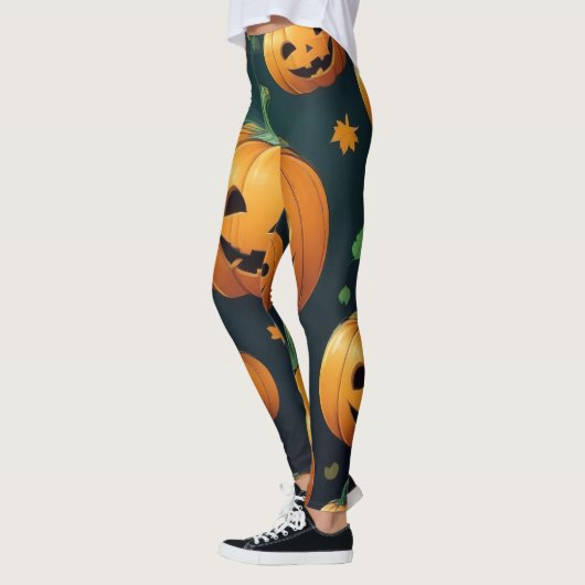 Jack-O-Lantern Delight - Pompoen Patroon Leggings (Links)