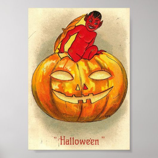 Jack O Lantern Devil Halloween Art Print (Voorkant)