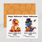 Jack o' Lantern Dinosaurs School Party Halloween Briefkaart (Voorkant / Achterkant)