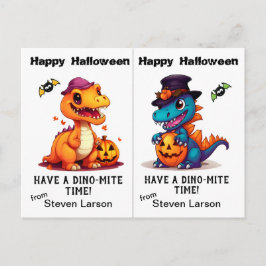 Jack o' Lantern Dinosaurs School Party Halloween Briefkaart