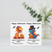 Jack o' Lantern Dinosaurs School Party Halloween Briefkaart (Staand voorkant)