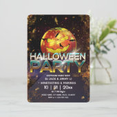 Jack O Lantern Disco Bal Halloween Feest Kaart (Staand voorkant)