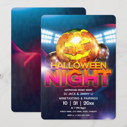 Jack O Lantern Disco Bal Halloween Feest Kaart (Voorkant / Achterkant)