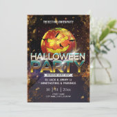 Jack-O-Lantern Disco Ball Adult Halloween Party Kaart (Staand voorkant)