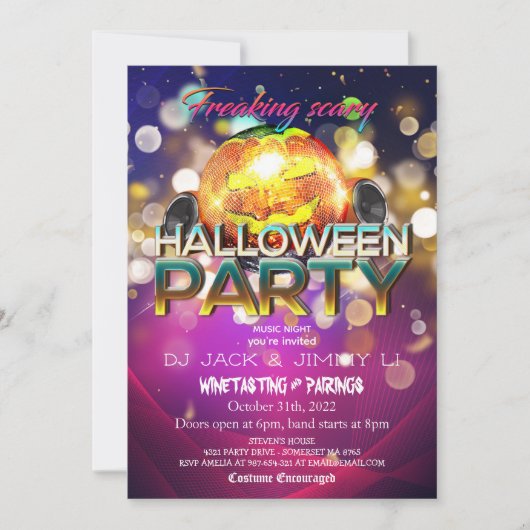 Jack-O-Lantern Disco Ball Adult Halloween Party Kaart (Voorkant)