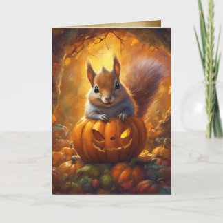Jack-O-Lantern Eekhoorn, Happy Halloween Schattige Kaart