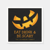 Jack-O-Lantern eet Drink en ben eng Servet (Voorkant)