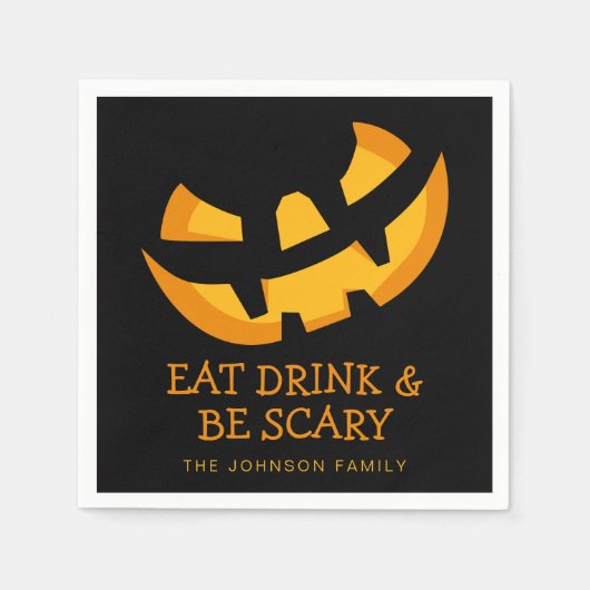 Jack-O-Lantern eet Drink en ben eng Servet (Voorkant)