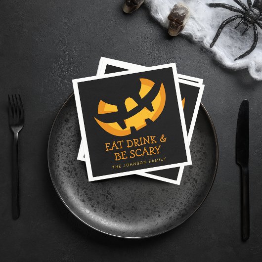 Jack-O-Lantern Eet, Drink en Wees eng Servet