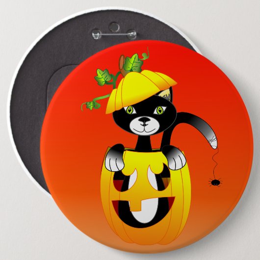 Jack O Lantern en Black Cat Ronde Button 6,0 Cm (Voorkant /achterkant)