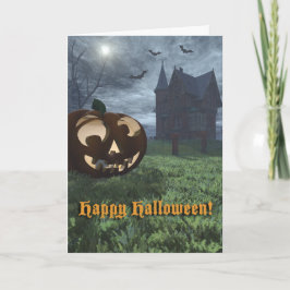 Jack-O-Lantern en Haunted House Halloween Kaart