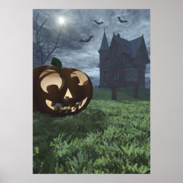 Jack-O-Lantern en Haunted House Halloween Poster
