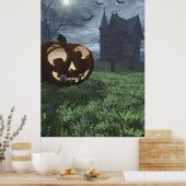 Jack-O-Lantern en Haunted House Halloween Poster (Keuken)