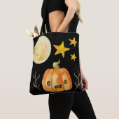 Jack-O-Lantern en Moon Trick or treat Tote Bag (Dichtbij)