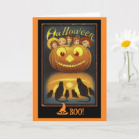 Jack o' Lantern en Zwarte Katten Vintage Halloween