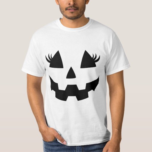 Jack O Lantern Eyelashes Pumpkin Face Halloween Wo T-shirt (Voorkant)