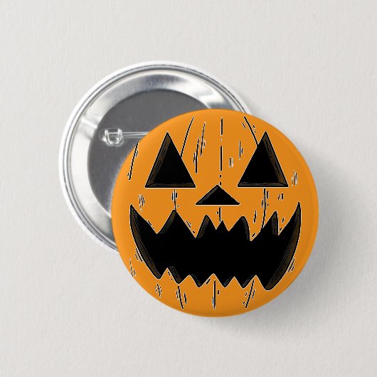 Jack-o'-Lantern Face – Halloween Button (Voorkant /achterkant)