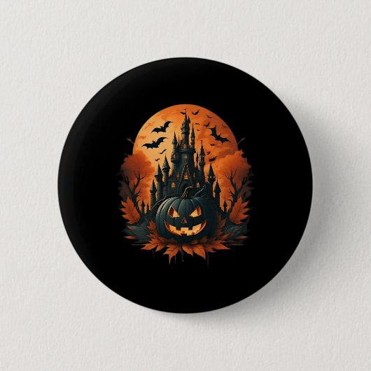 Jack O' Lantern Face Halloween Pumpkin Spooky Ronde Button 5,7 Cm (Voorkant)