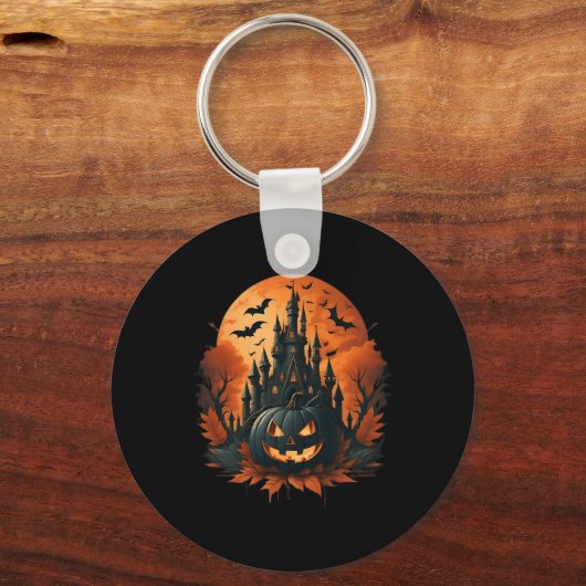 Jack O' Lantern Face Halloween Pumpkin Spooky Sleutelhanger (Voorkant)