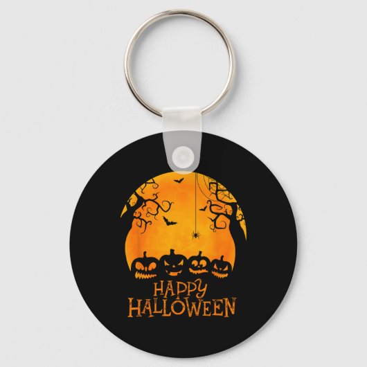 Jack O Lantern Face Happy Halloween Pumpkins Manne Sleutelhanger (Voorkant)