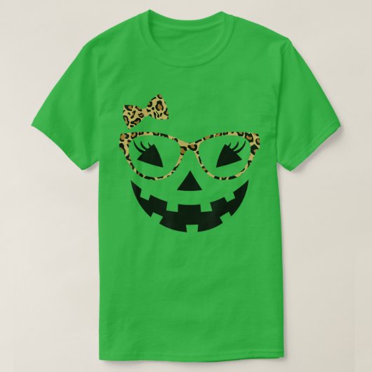 Jack O Lantern Face Leopard Glasses Halloween Pomp T-shirt (Design voorkant)