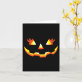 Jack O Lantern Face Pumpkin Eyelashes Halloween Co Kaart (Gele Bloem)