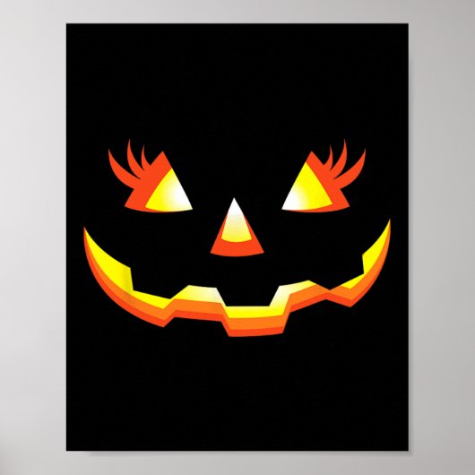 Jack O Lantern Face Pumpkin Eyelashes Halloween Co Poster (Voorkant)