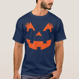 Jack O Lantern Face Pumpkin Eyelashes Halloween Cu T-shirt