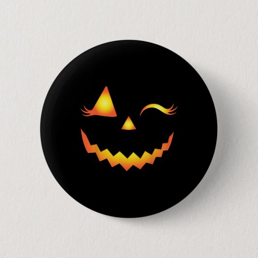Jack O Lantern Face Pumpkin Eyelashes Hallowen Cos Ronde Button 5,7 Cm (Voorkant)