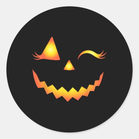 Jack O Lantern Face Pumpkin Eyelashes Hallowen Cos Ronde Sticker (Voorkant)