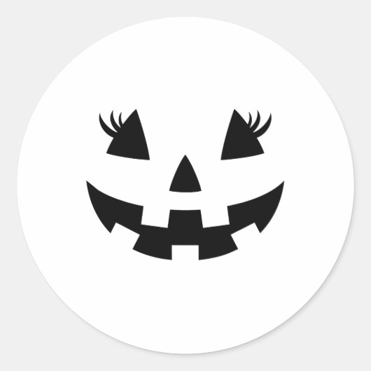Jack O Lantern Face Pumpkin Eyelashes Hallowen Cos Ronde Sticker (Voorkant)