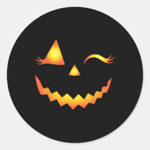 Jack O Lantern Face Pumpkin Eyelashes Hallowen Cos Ronde Sticker