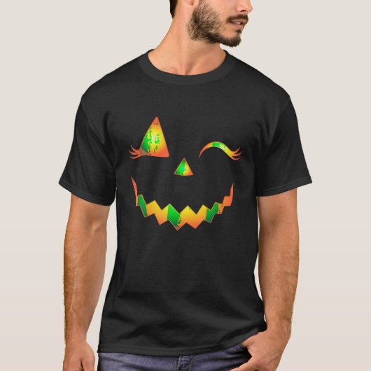 Jack O Lantern Face Pumpkin Eyelashes Hallowen Cos T-shirt (Voorkant)