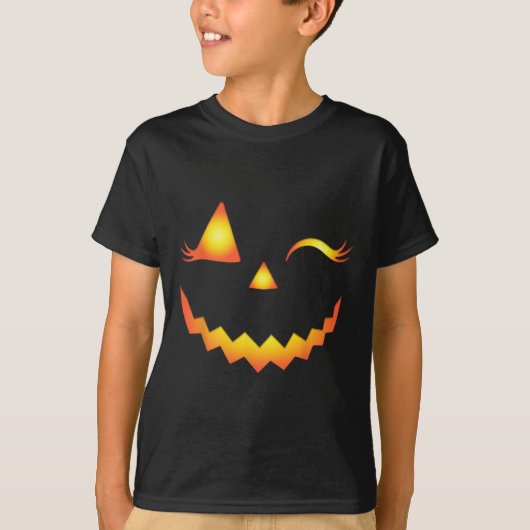 Jack O Lantern Face Pumpkin Eyelashes Hallowen Cos T-shirt (Voorkant)