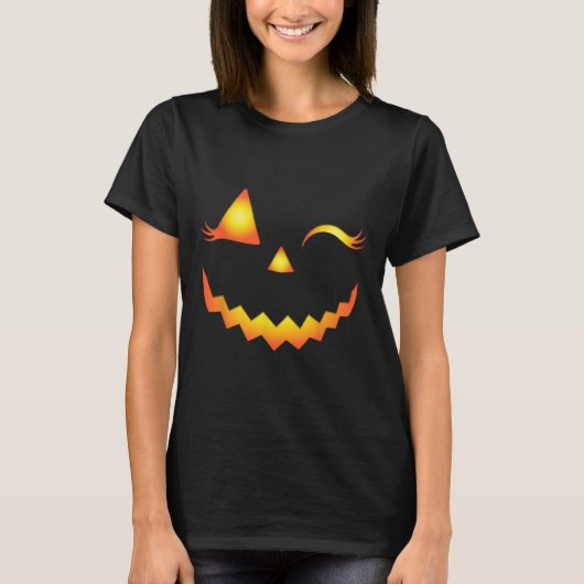 Jack O Lantern Face Pumpkin Eyelashes Hallowen Cos T-shirt (Voorkant)