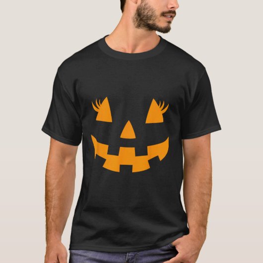 Jack O Lantern Face Pumpkin Eyelashes Hallowen Cos T-shirt (Voorkant)