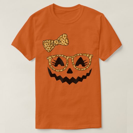 Jack O Lantern Face Pumpkin Halloween Leopard Prin T-shirt (Design voorkant)