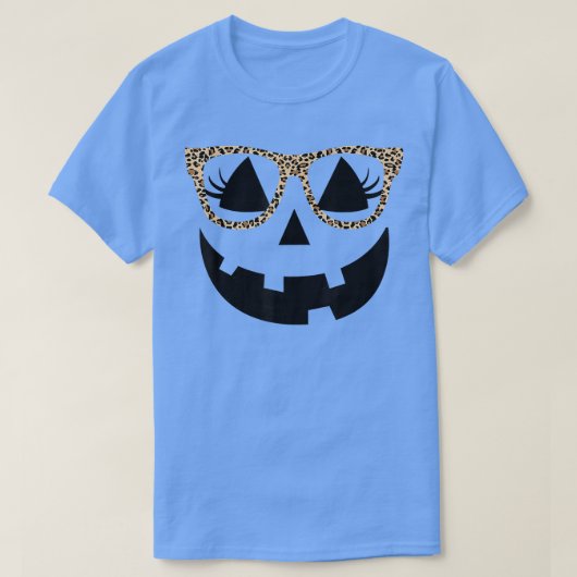 Jack O Lantern Face Pumpkin Hallowen Leopard Print T-shirt (Design voorkant)