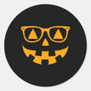Jack O Lantern Face Sungles Gles Halloween Pumpkin Ronde Sticker