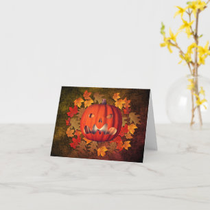Jack O Lantern Fall Leaves Halloween Note Kaart