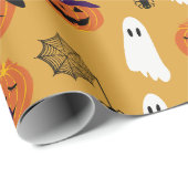 Jack o Lantern Familie patroon Cadeaupapier (Rol Hoek)