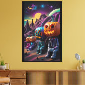 Jack-o-Lantern Familie Rustplaats Canvas Afdruk (Insitu (Woonkamer))
