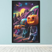 Jack-o-Lantern Familie Rustplaats Canvas Afdruk (Insitu (Houten vloer))