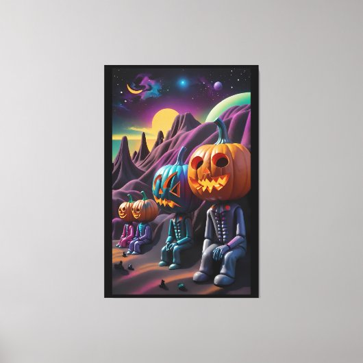 Jack-o-Lantern Familie Rustplaats Canvas Afdruk (Voorkant)