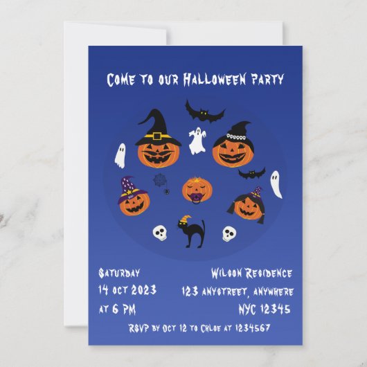 Jack O Lantern Familie Spooky Halloween Kaart (Voorkant)