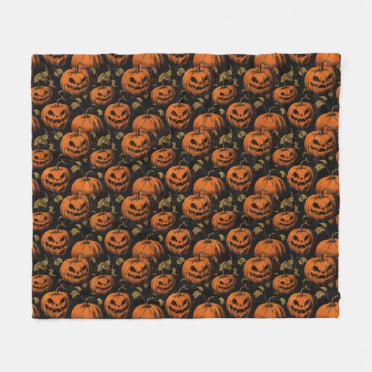  Jack O Lantern Fleece Deken (Voorkant (Horizontaal))