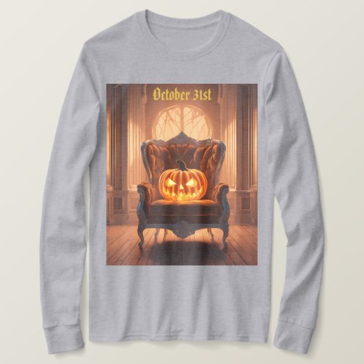 Jack O Lantern Fluwelen Stoel T-shirt (Design voorkant)