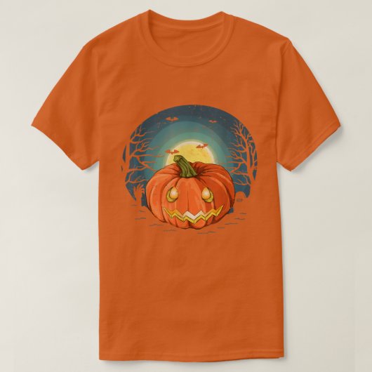 Jack O Lantern Flying Bat Full Moon Spooky Halowe T-shirt (Design voorkant)